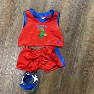 Build-A-Bear Basketball Uniform Red T-Rex Jersey Shorts Shoes *Dino not included